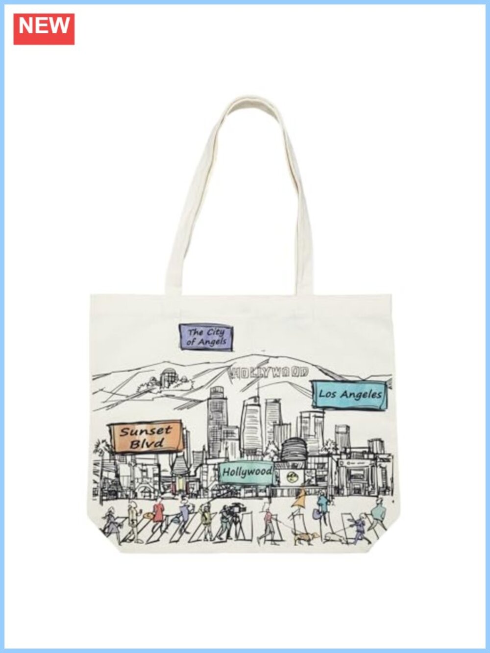 Cotton Canvas Tote Bag with City Artwork Print, Double Sided, Souvenir & Gift